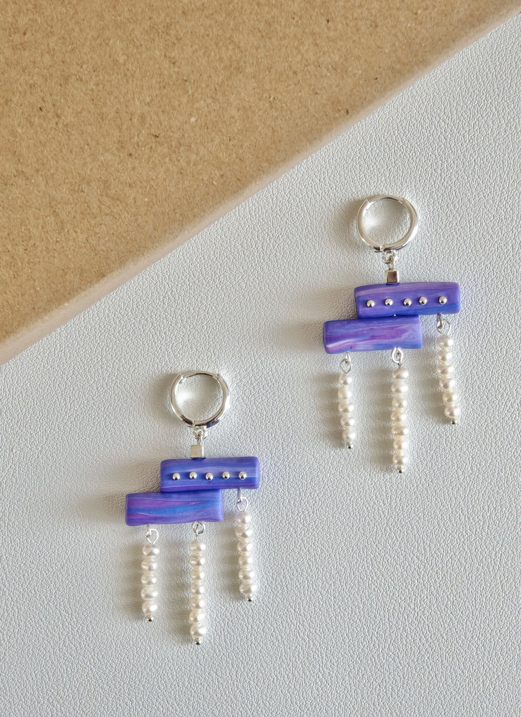 Purple Pearl Tassel Earrings,Lumivault.