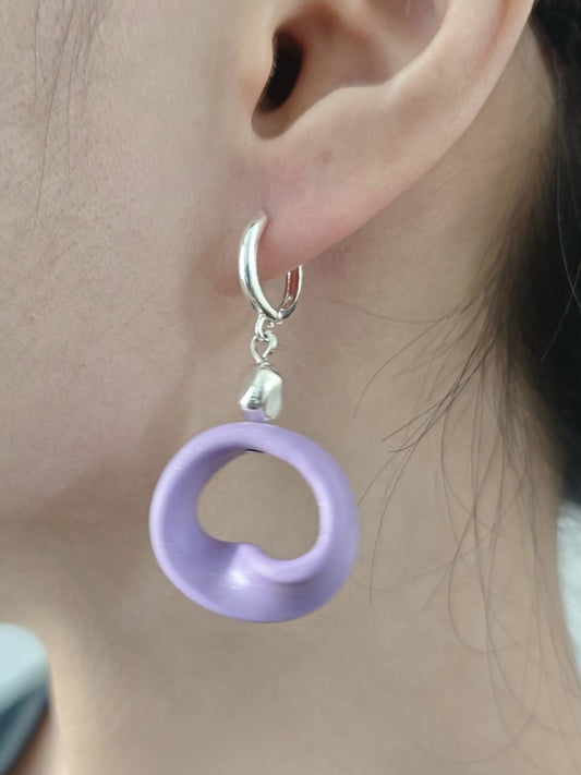 Purple Mobius Strip Earrings