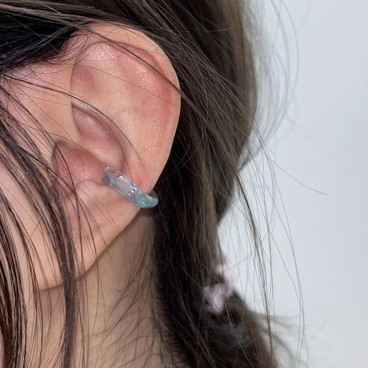 Blue Glimmer Glass Ear Cuff
