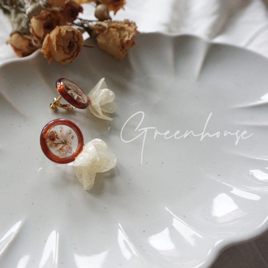 Amber Blossom Resin Earrings