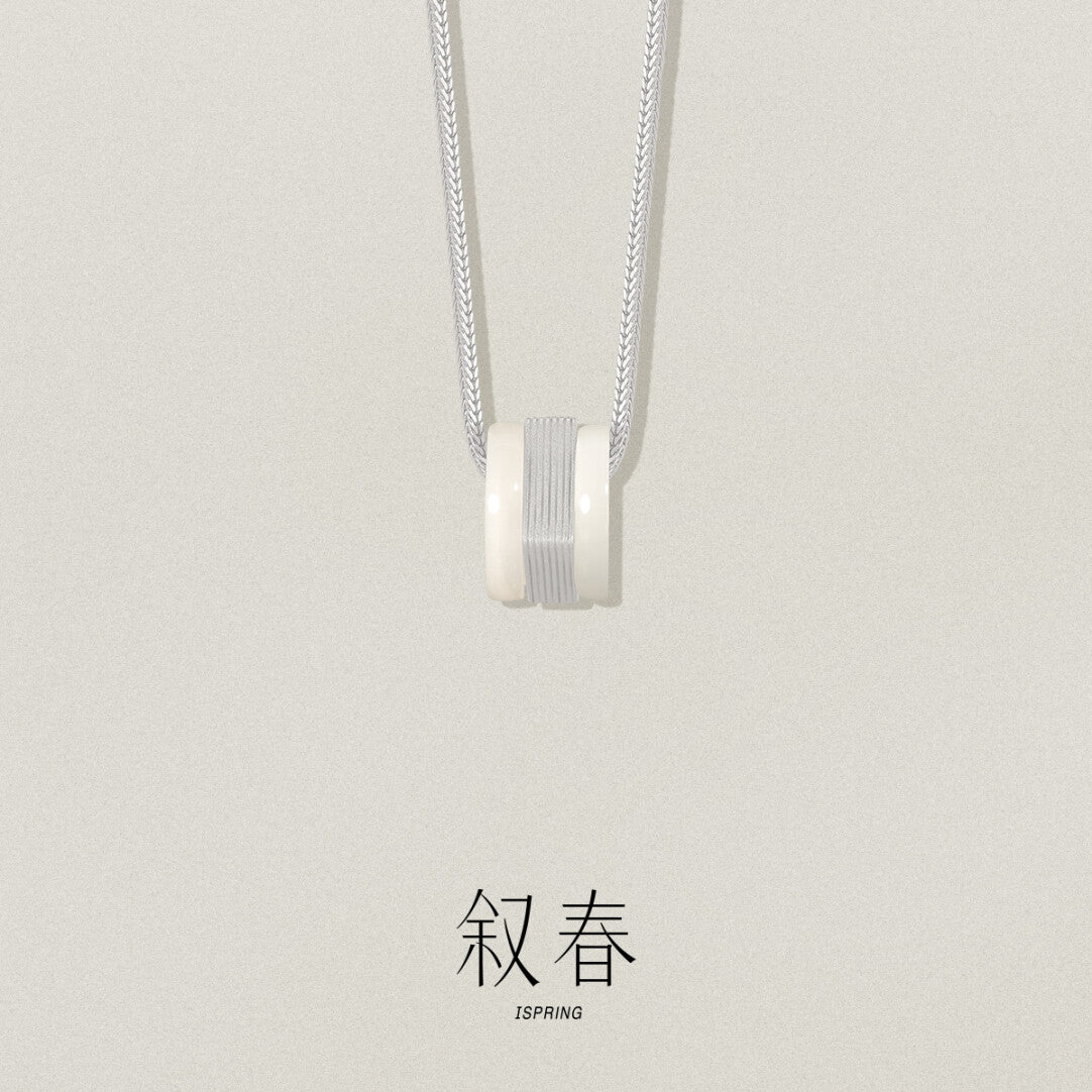 White Jade Square Necklace,Lumivault.