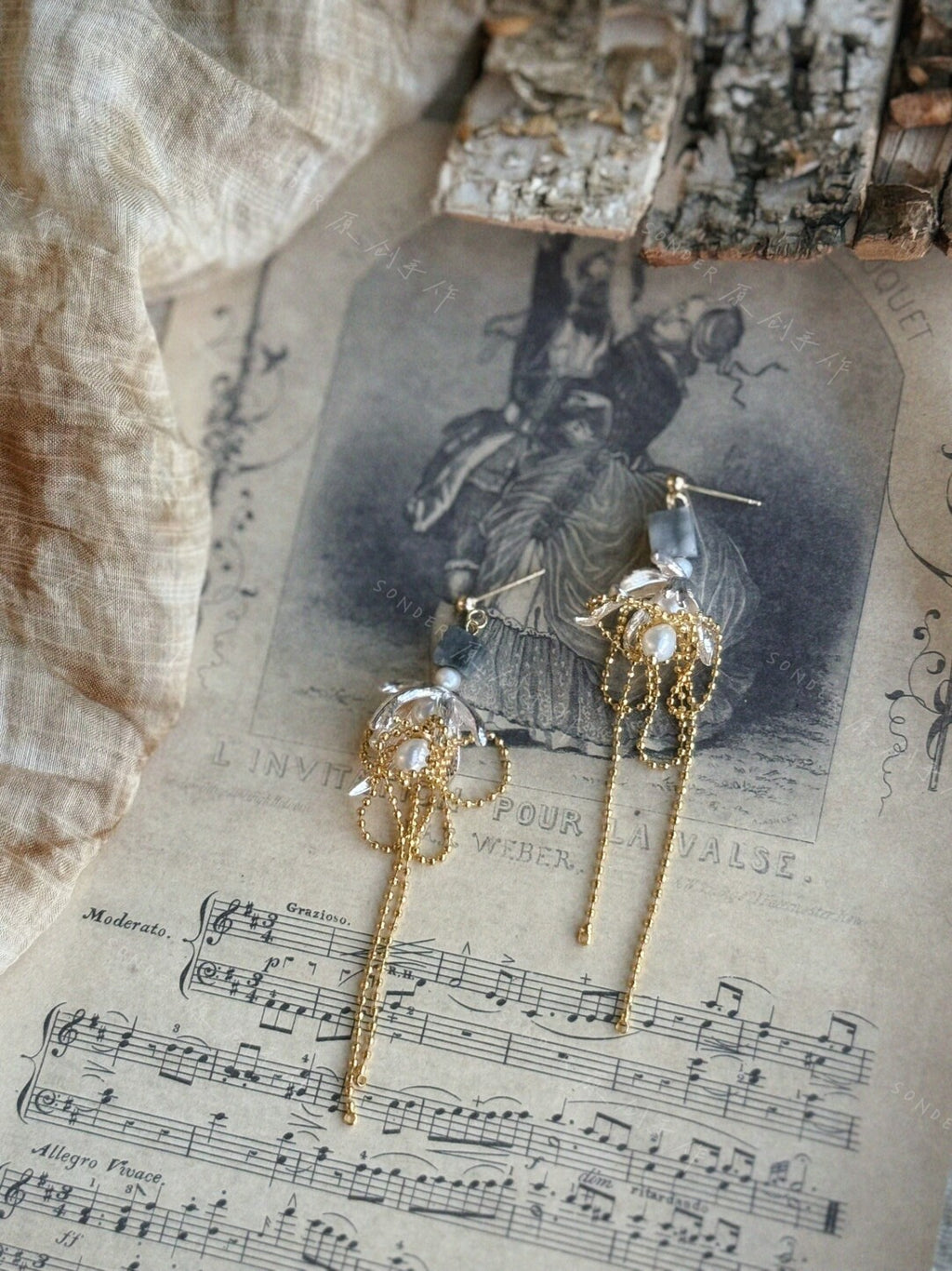 Ink White Butterfly Pearl Earrings,Lumivault.
