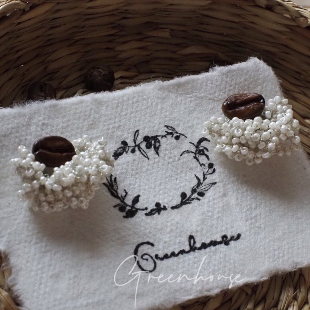 Coffee&Lace Beaded Earrings,Lumivault.