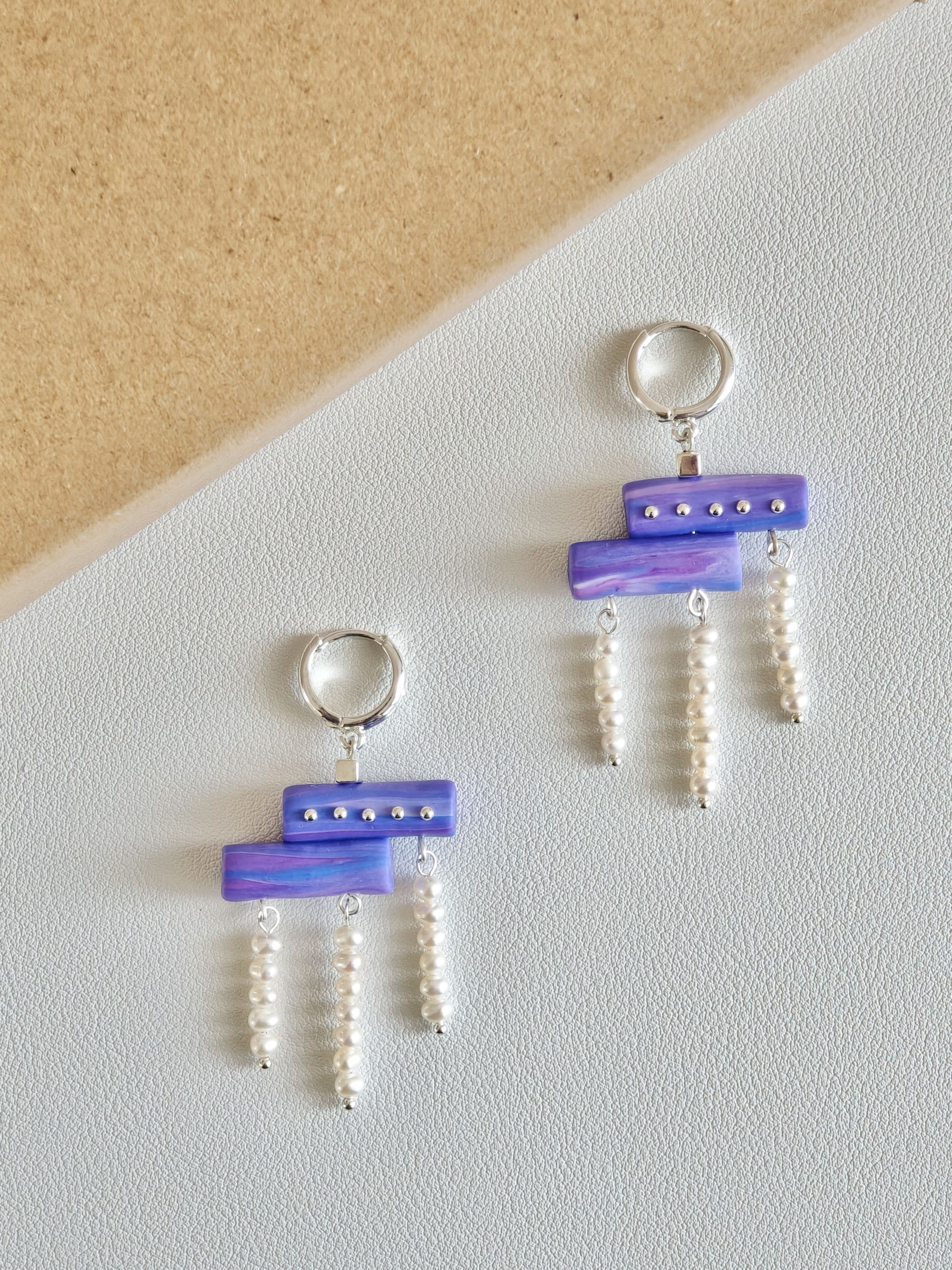 Purple Pearl Tassel Earrings,Lumivault.
