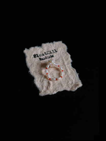 Red Beaded Elastic Ring