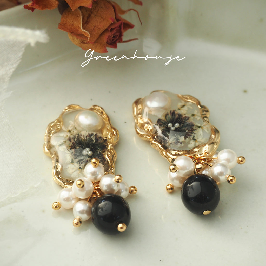 Vintage Gypsophila Pearl Earrings,Lumivault.