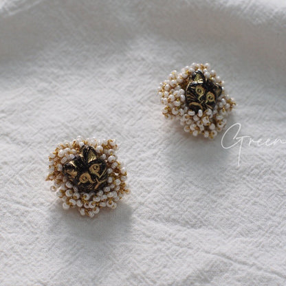 Beaded Cat Portrait Beaded Earrings