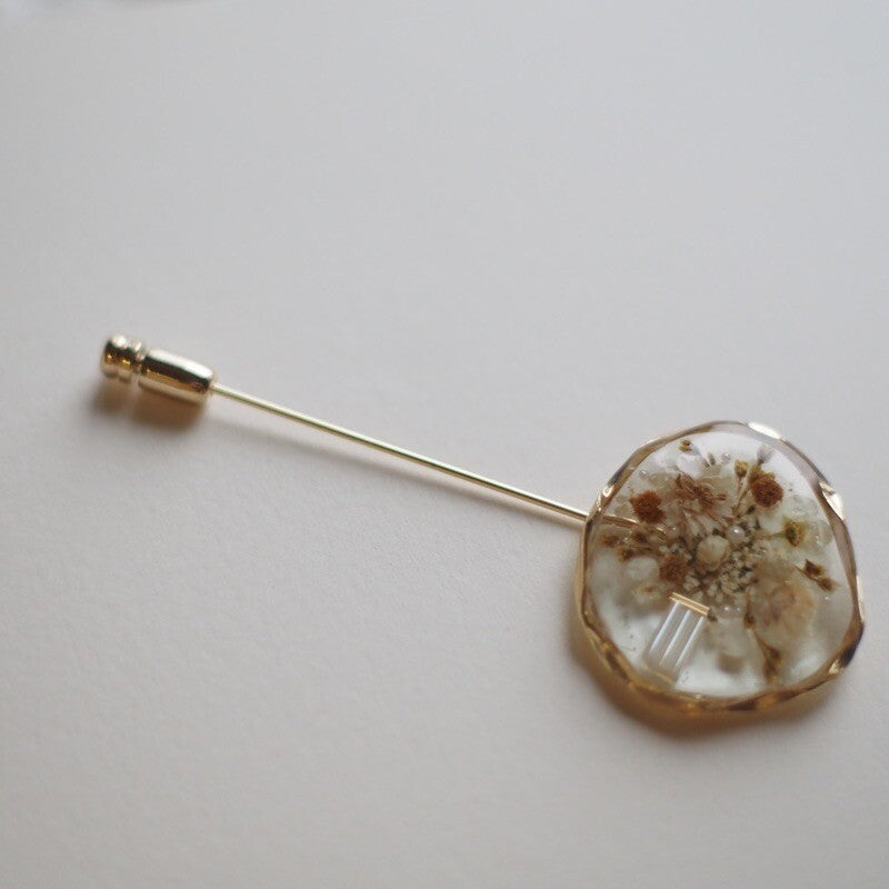 Pressed Bouquet Resin Brooch,Lumivault.