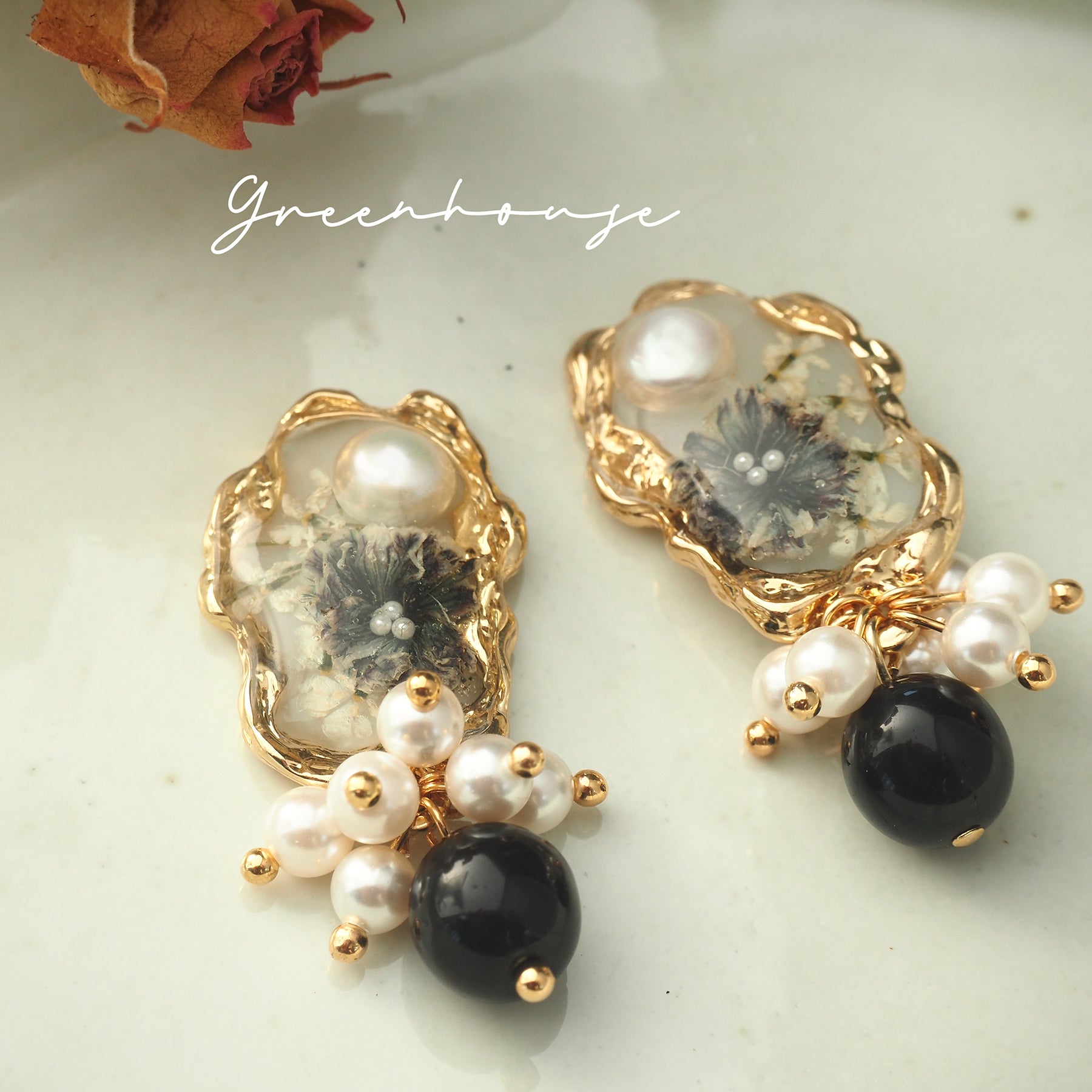 Vintage Gypsophila Pearl Earrings,Lumivault.