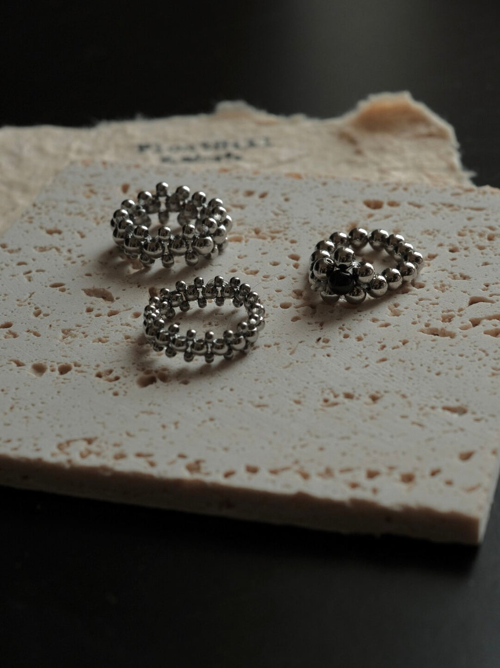 Handmade Titanium Steel Beaded Ring,Lumivault.