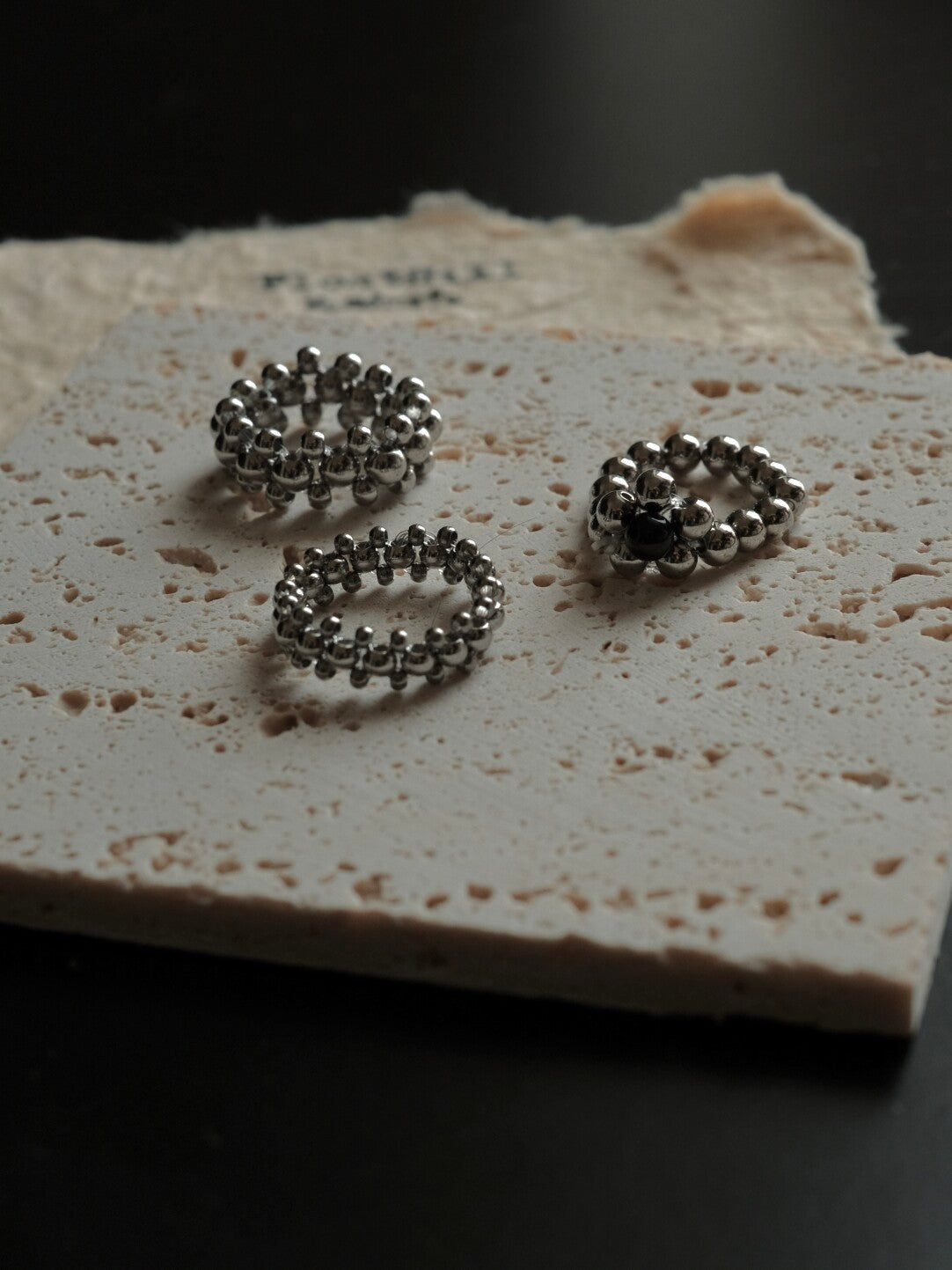Handmade Titanium Steel Beaded Ring