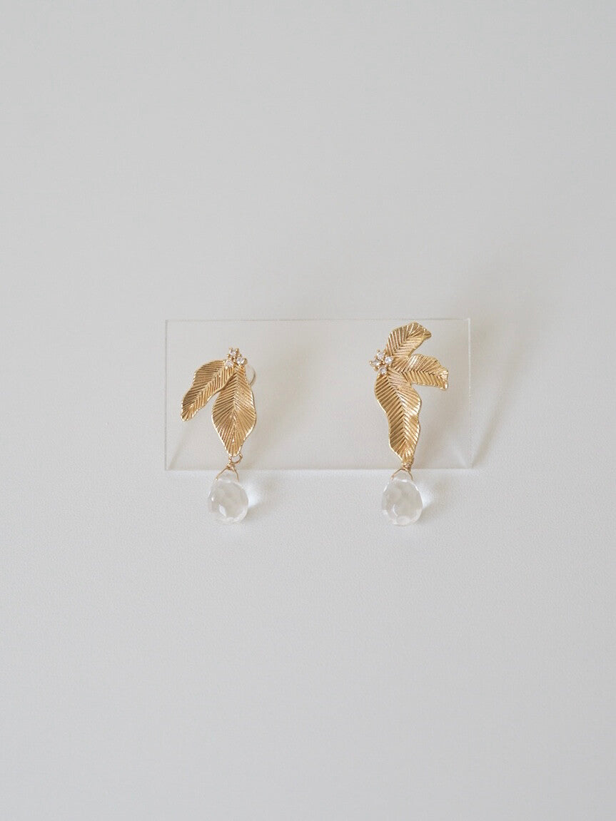 Original Gold Leaf Asymmetric Earrings,Lumivault.