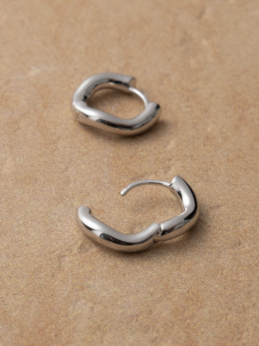 Simple Wave Silver Earrings,Lumivault.