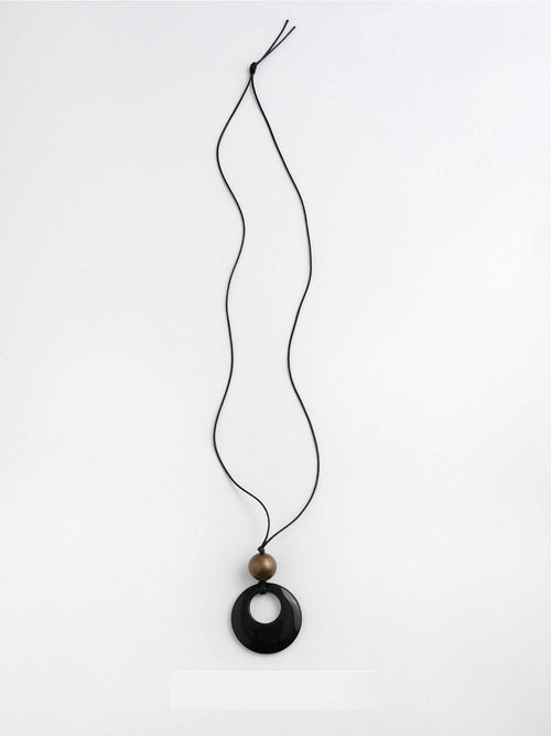 Black Onyx Pendant Braided Rope Necklace,Lumivault.