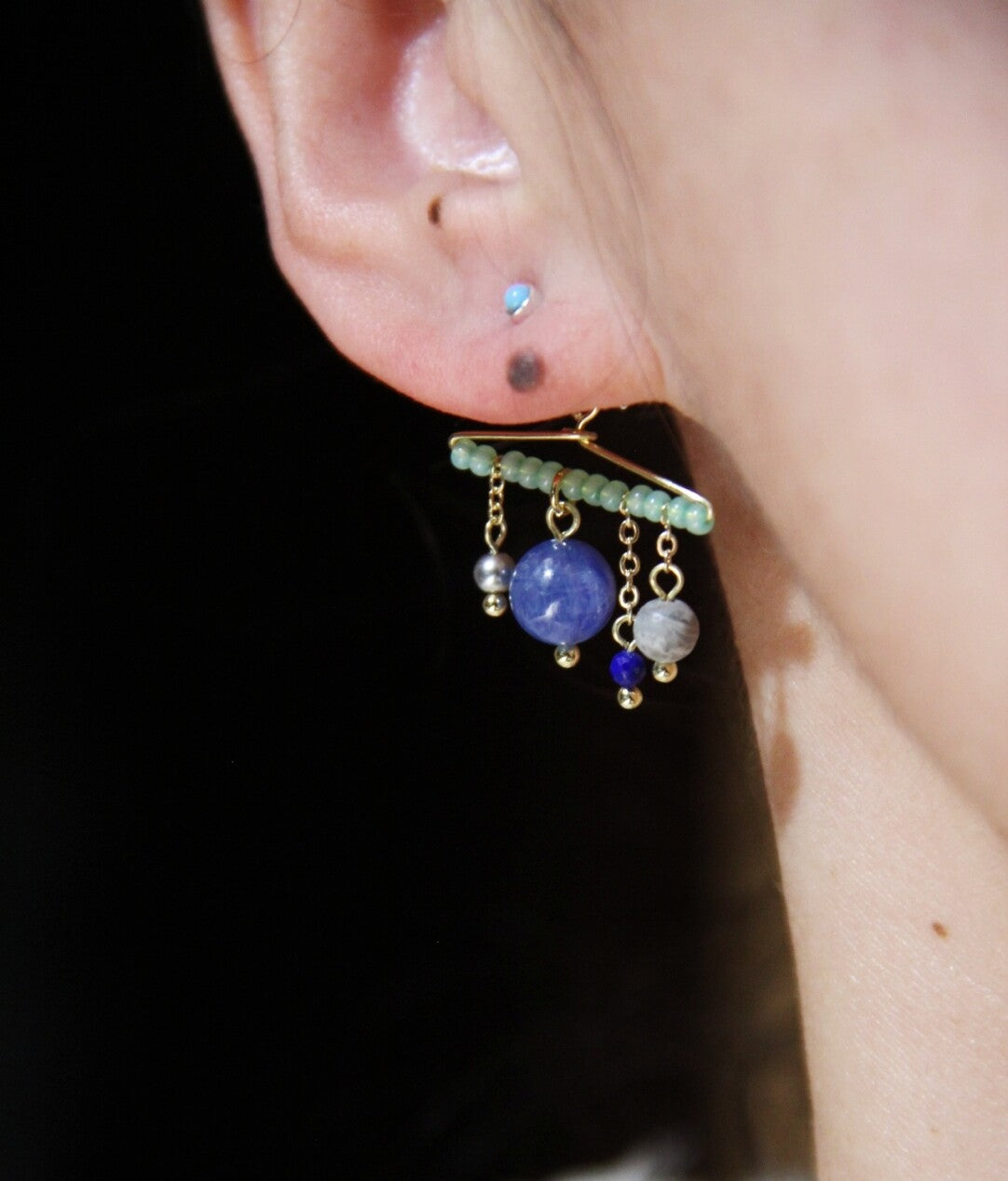 Chinoiserie Light Rain Tassel Earrings,Lumivault.