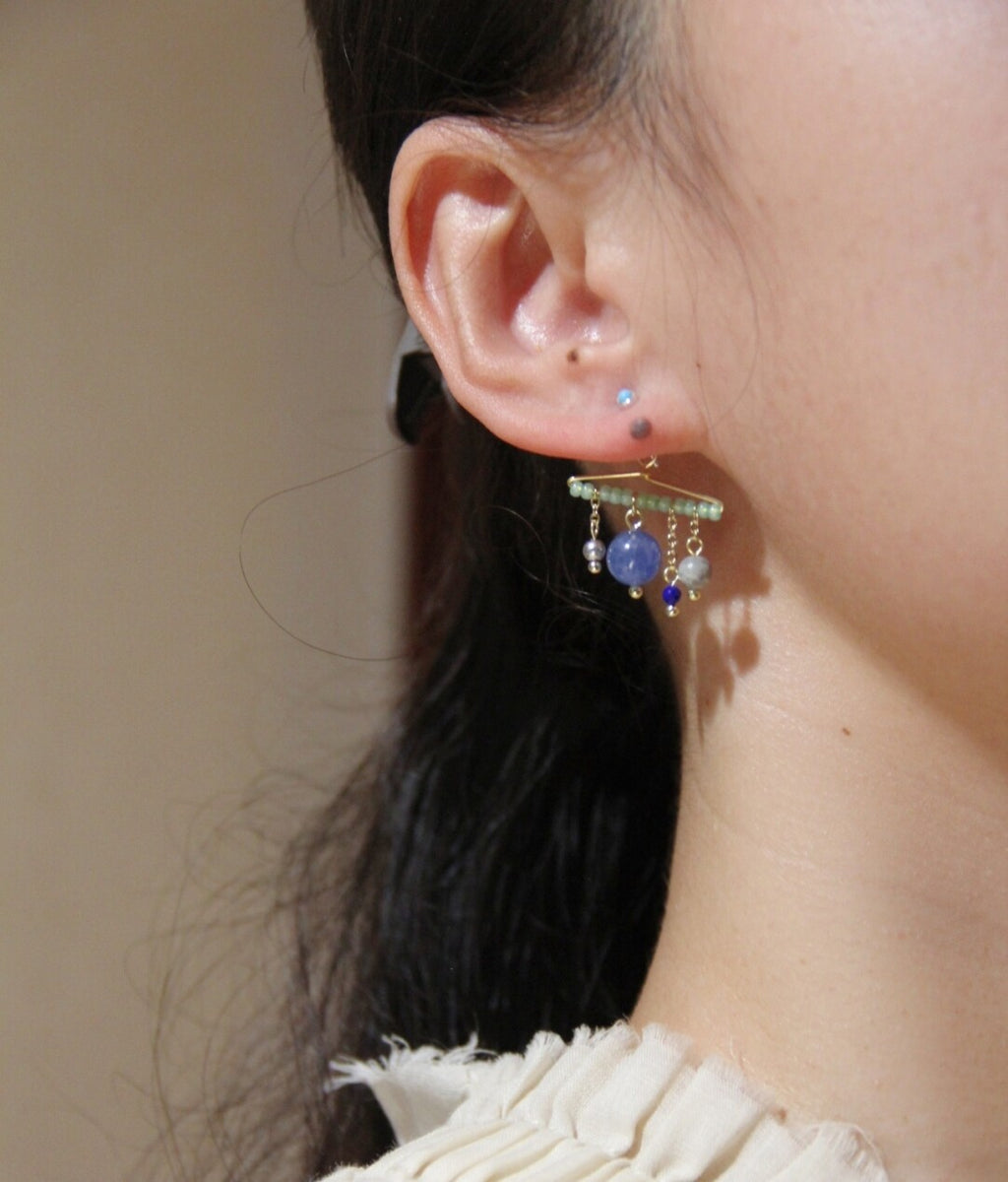 Chinoiserie Light Rain Tassel Earrings,Lumivault.