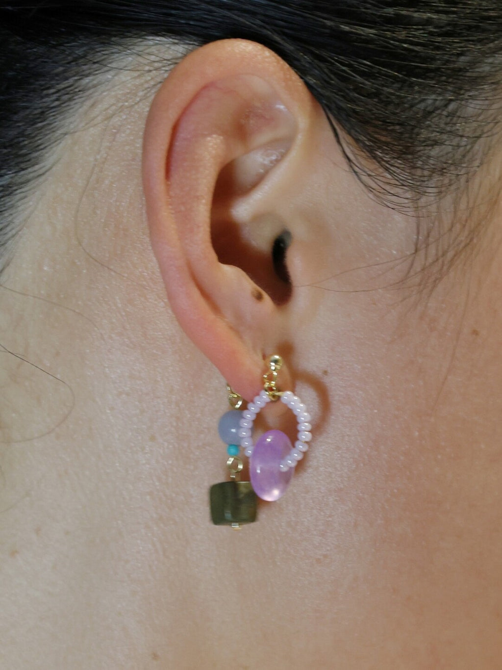 Chinoiserie Lilac Beaded Earrings,Lumivault.