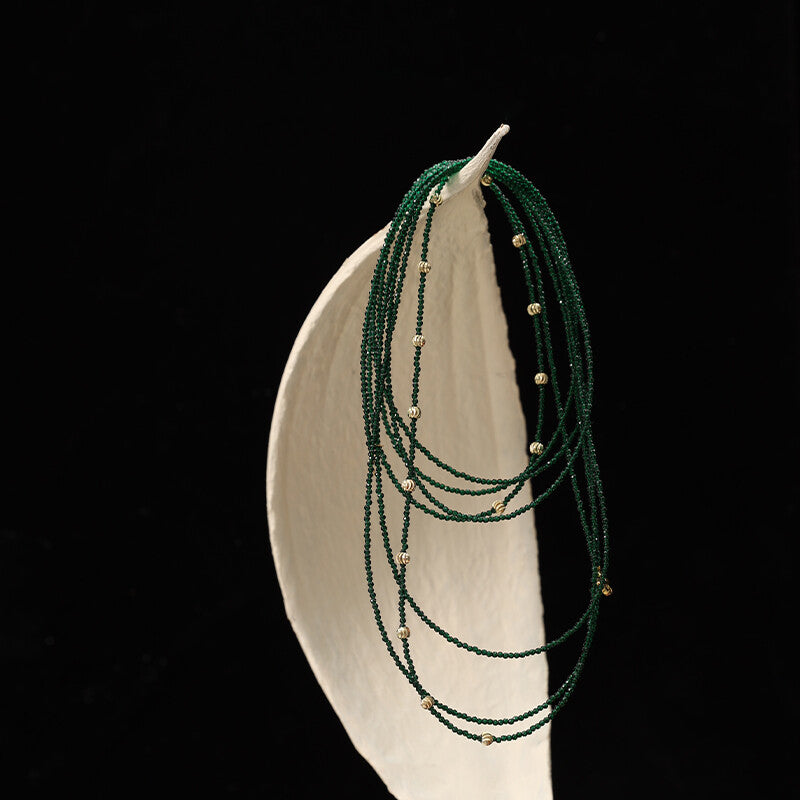Green Long Stacking Necklace,Lumivault.
