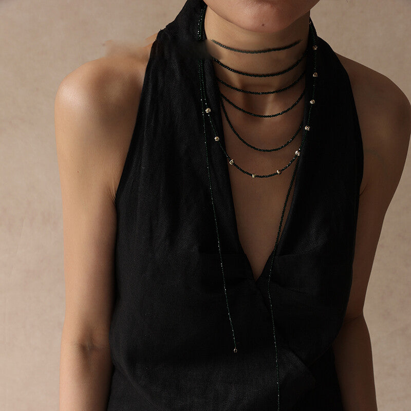 Green Long Stacking Necklace,Lumivault.